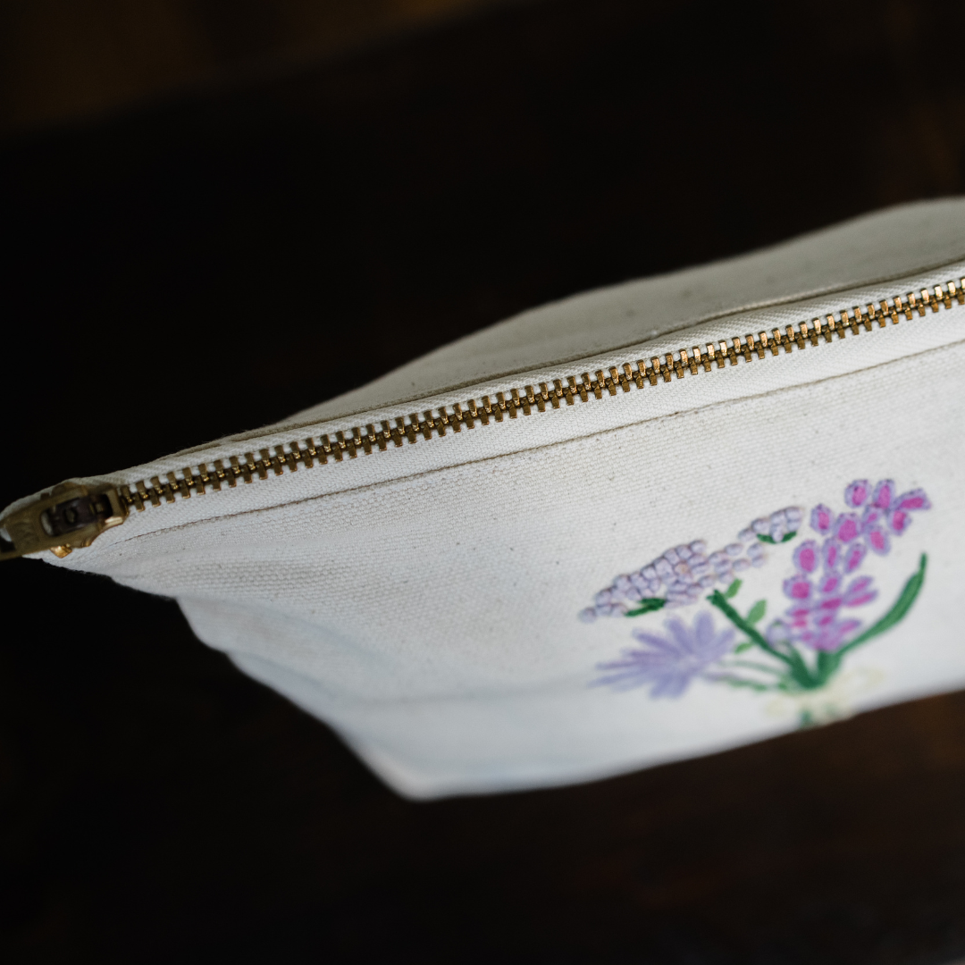 NEW! Embroidered Canvas Zipper Pouch