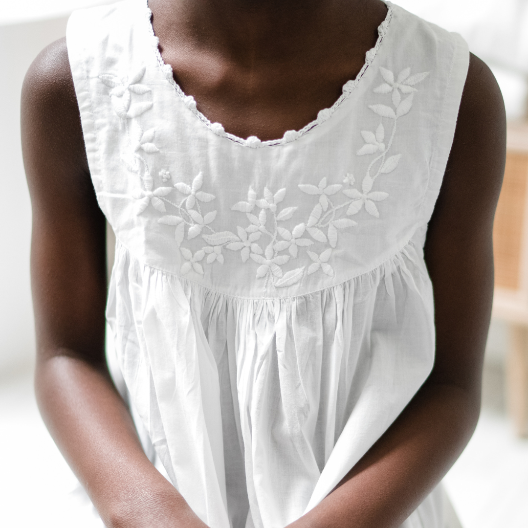 Little Girl Dress - White Garland