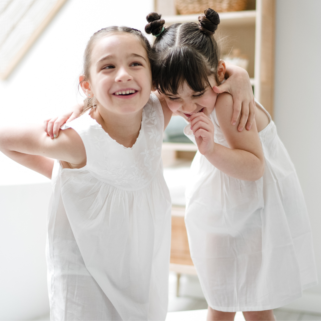 Little Girl Dress - White Garland