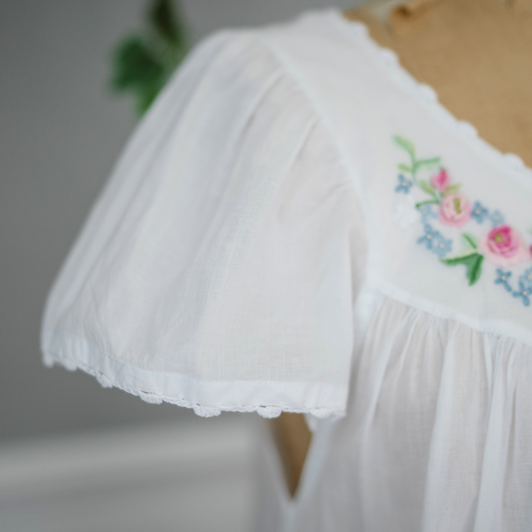Cap Sleeve Garland Nightgown - Pink Rosebud