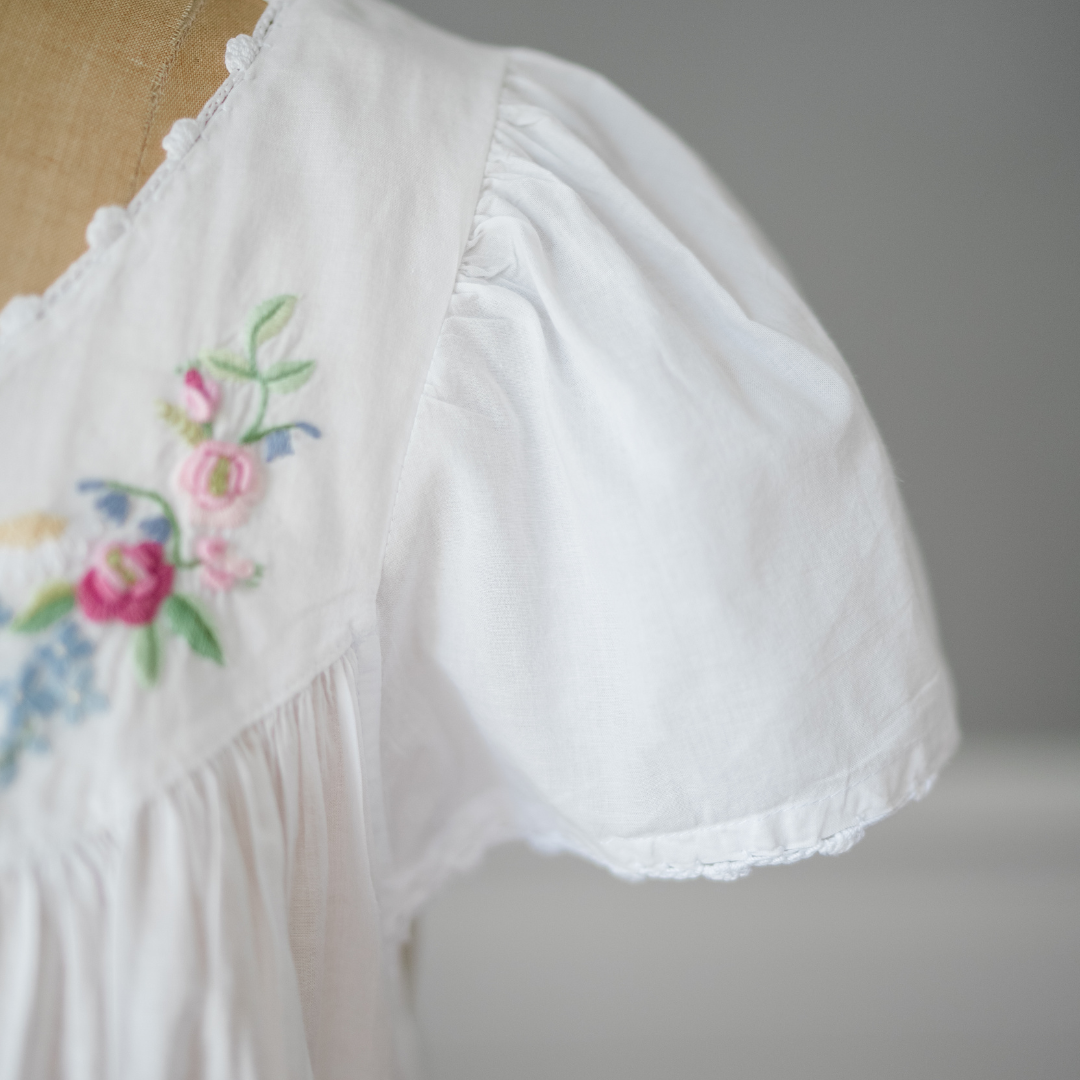 Cap Sleeve Garland Nightgown - Pink Rosebud