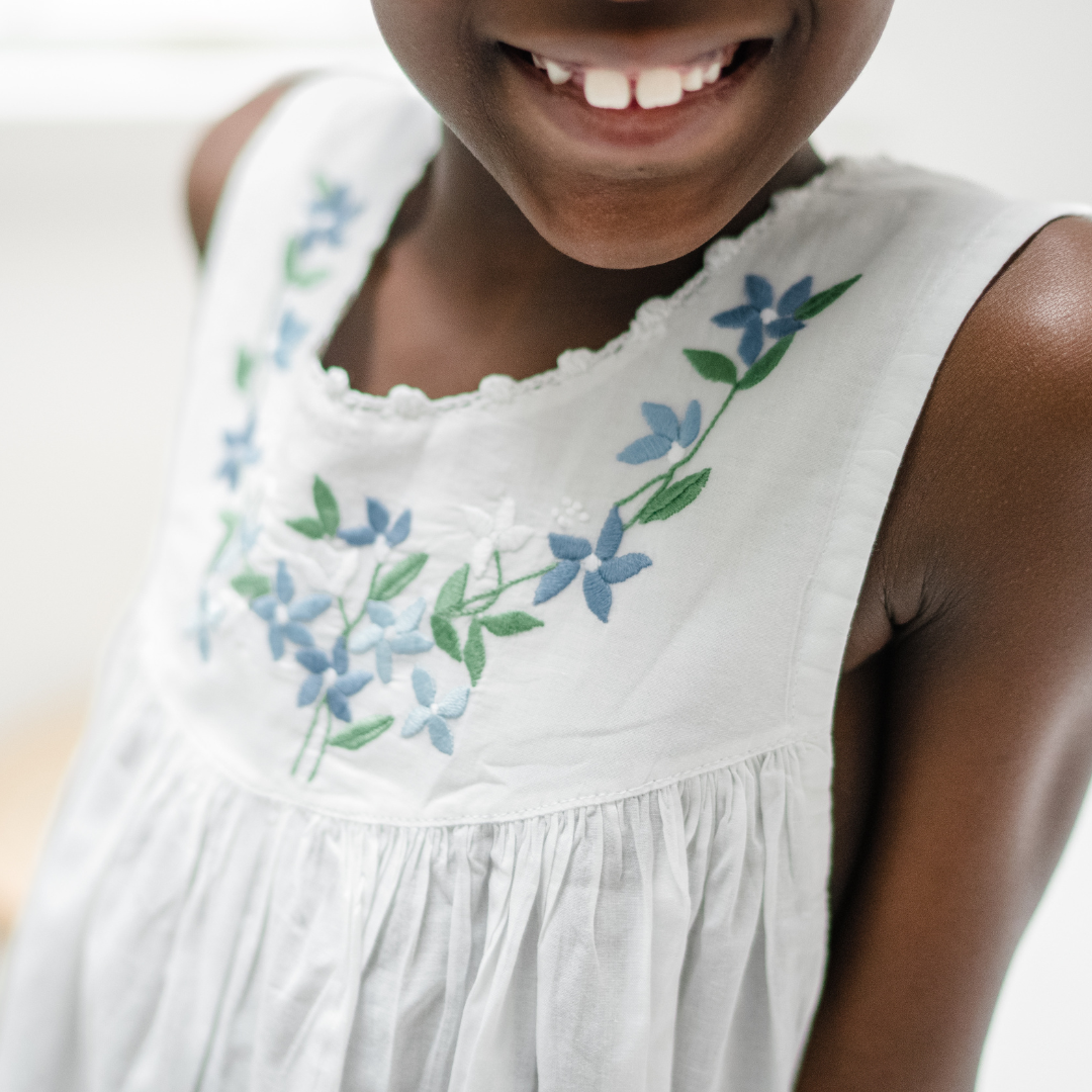 Little Girl Dress - Blue Garland