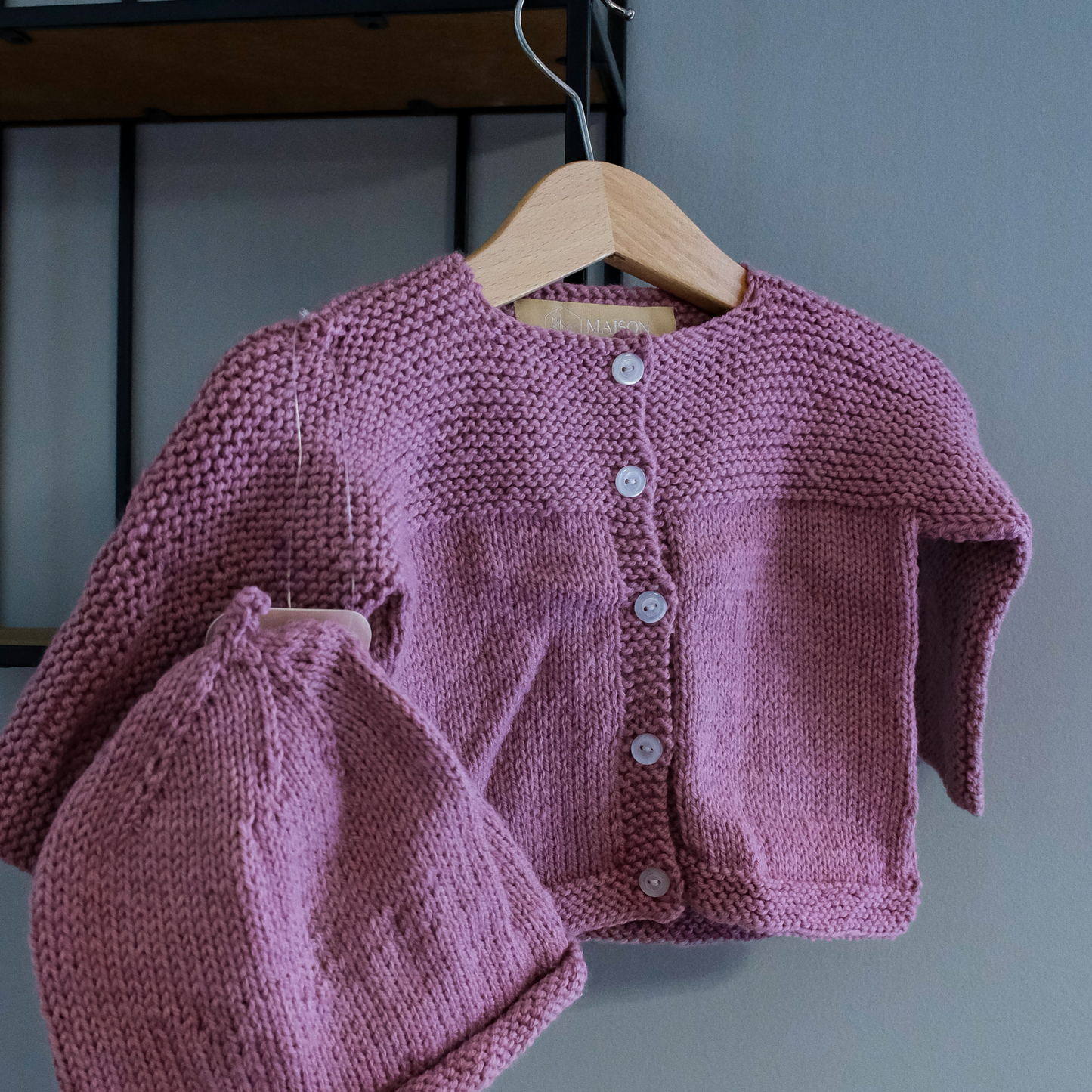 Hand-Knit Baby Sweater in Woodrose