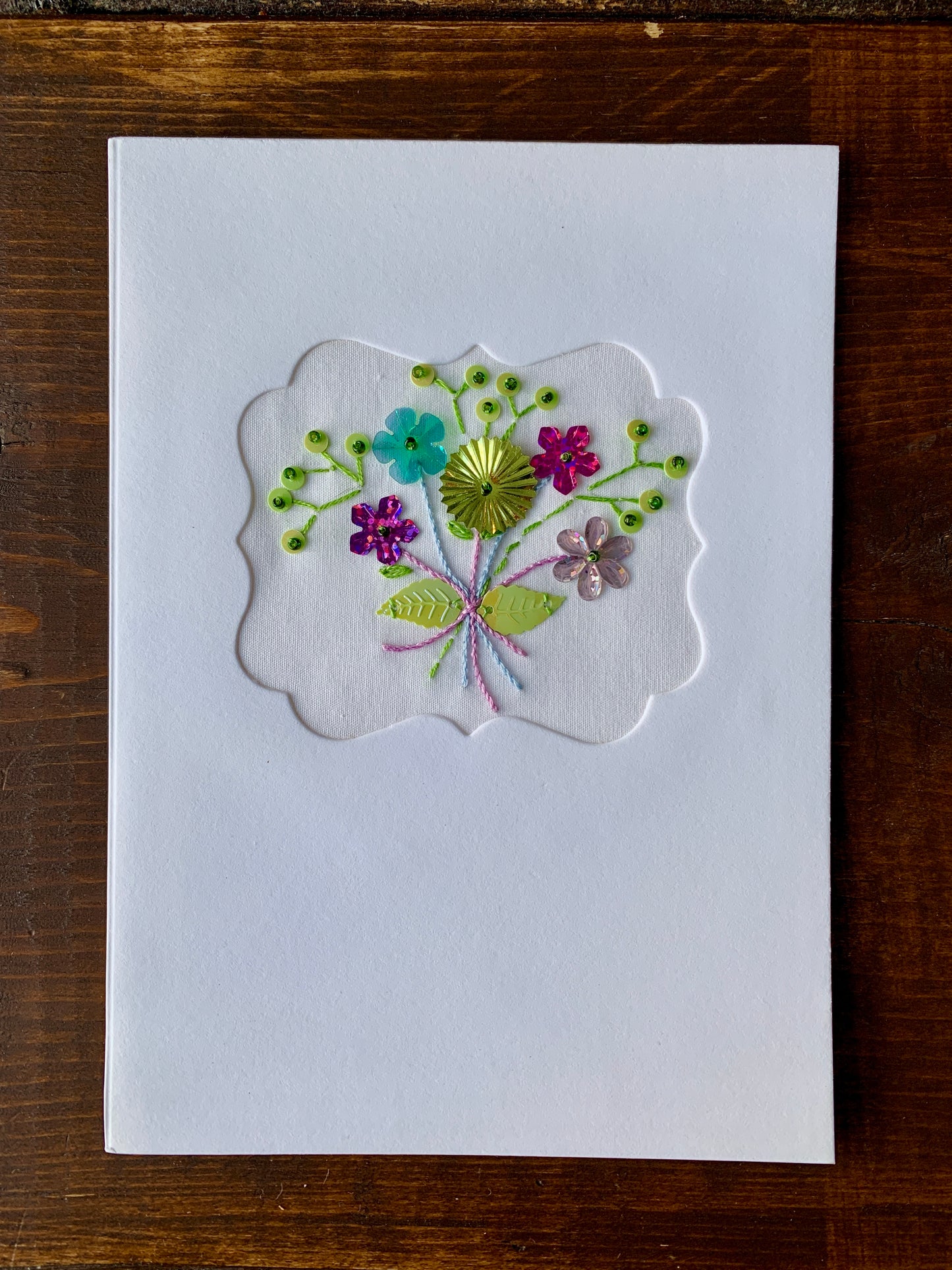 Spring Blooms Hand-Embroidered Greeting Cards