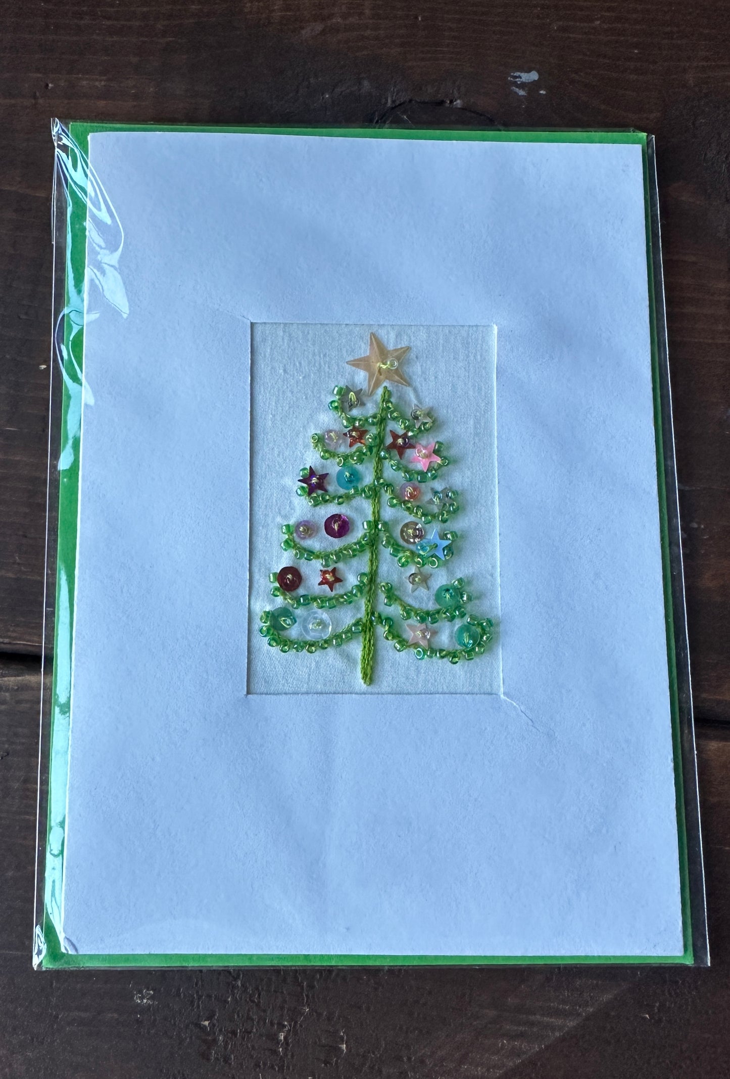 Christmas Tree Hand-Embroidered Greeting Cards