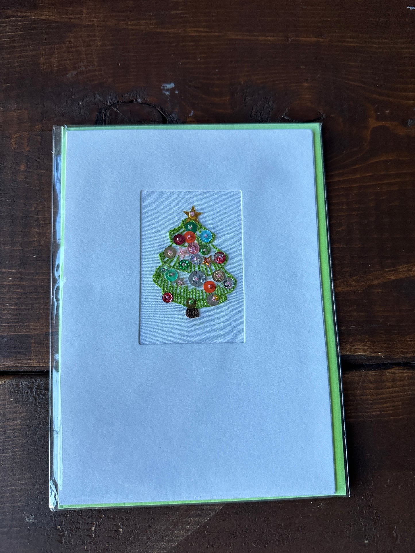 Christmas Tree Hand-Embroidered Greeting Cards