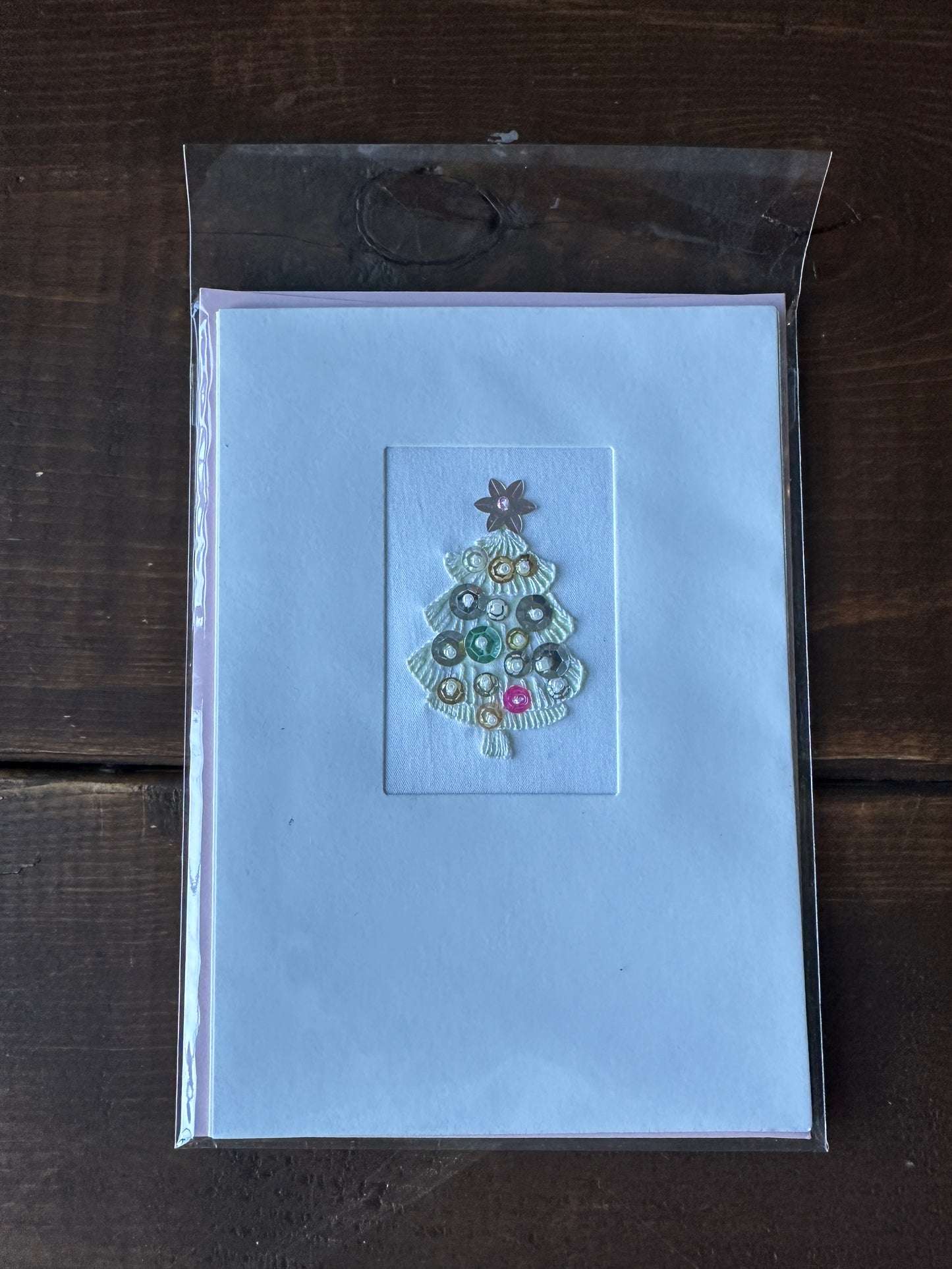 Christmas Tree Hand-Embroidered Greeting Cards