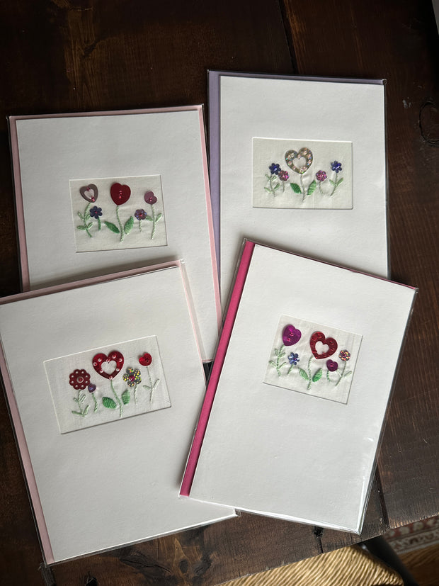 Valentine's Day Hand-Embroidered Greeting Cards
