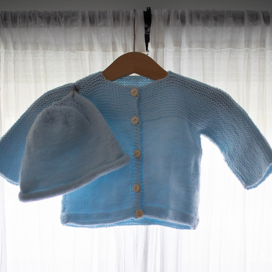 Hand-Knit Baby Sweater in Baby Blue