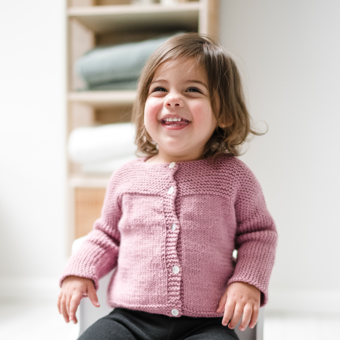 Hand-Knit Baby Sweater in Woodrose