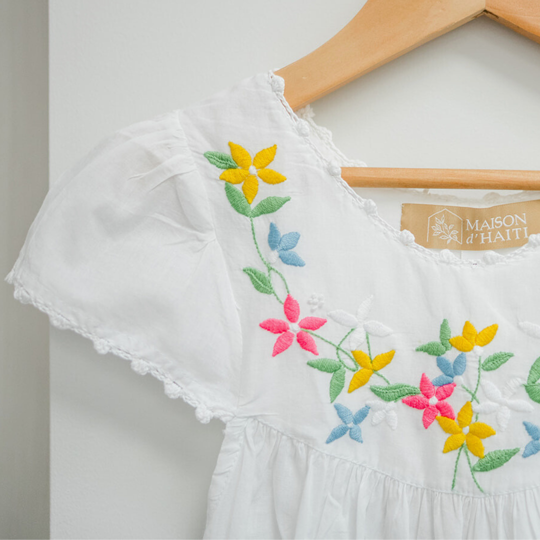 Little Girl Dress - Floral Cap Sleeve
