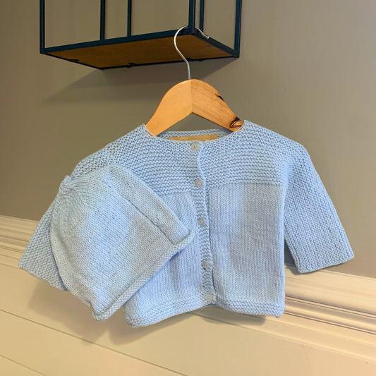 Hand-Knit Baby Sweater in Baby Blue