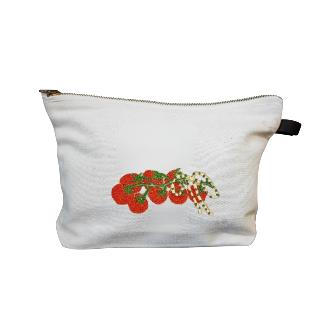 Embroidered Canvas Zipper Pouch