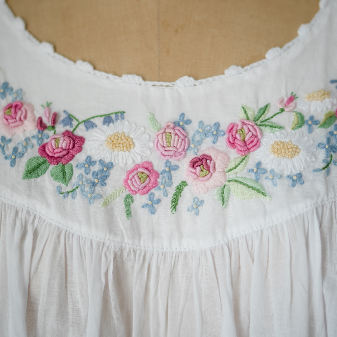 Cap Sleeve Garland Nightgown - Pink Rosebud