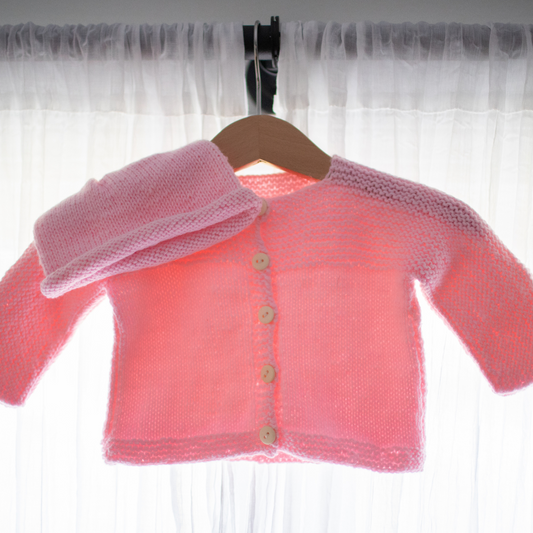 Hand-Knit Baby Sweater in Pink
