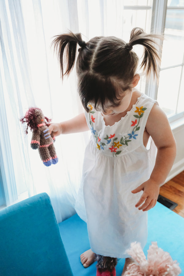 Little Girl Dress - Garland Mixed on White